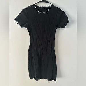 Black Zara Mini Dress - White Lettuce Edge Trim Size L
